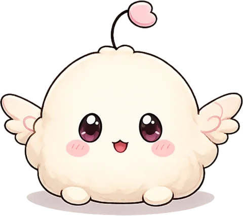 The Cyber Babies baby, a round cream-coloured creature with small wings